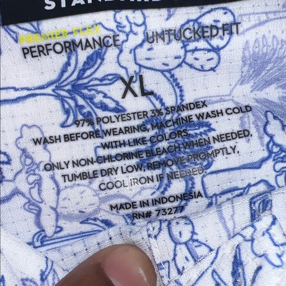 NWT Apt. 9 Men's Casual White and Blue Floral Shirt - Picture 5 of 7